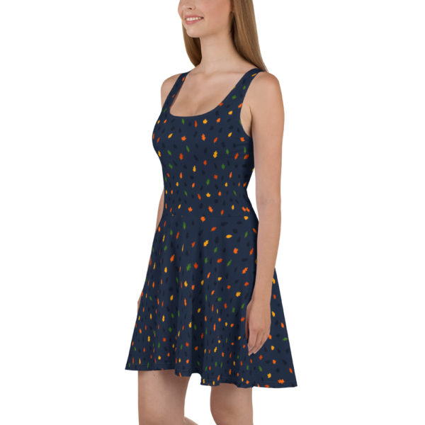 Robe Patineuse Feuilles d'Automne Bleue