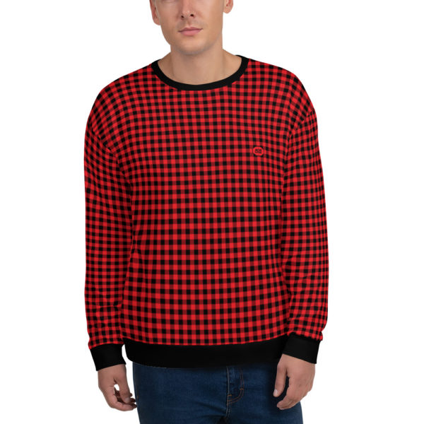 Pull vichy rouge homme