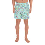 Short de bain Homme bleu ciel fleur exotique tropical retro vintage rococo