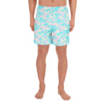 Short de bain homme pastel camouflage bleu, rose et jaune